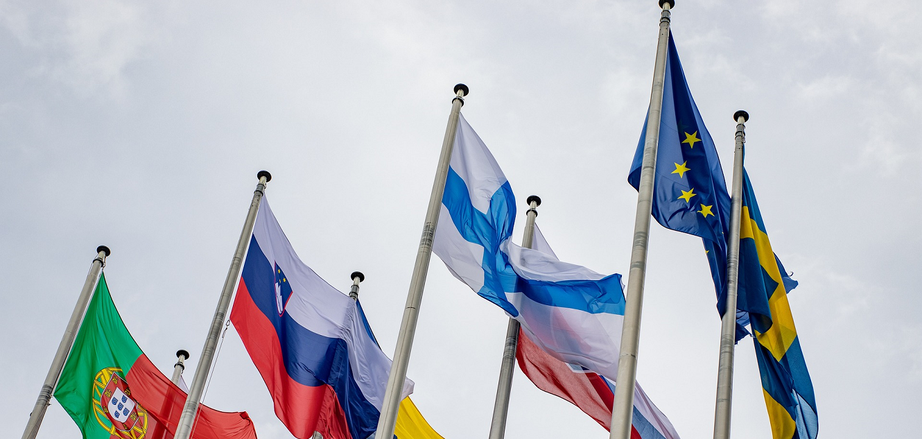 EU flags including Finland