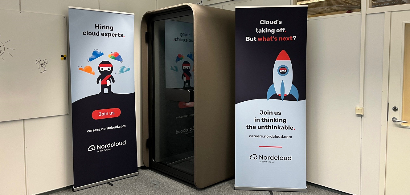 Nordcloud office and recruitment banners