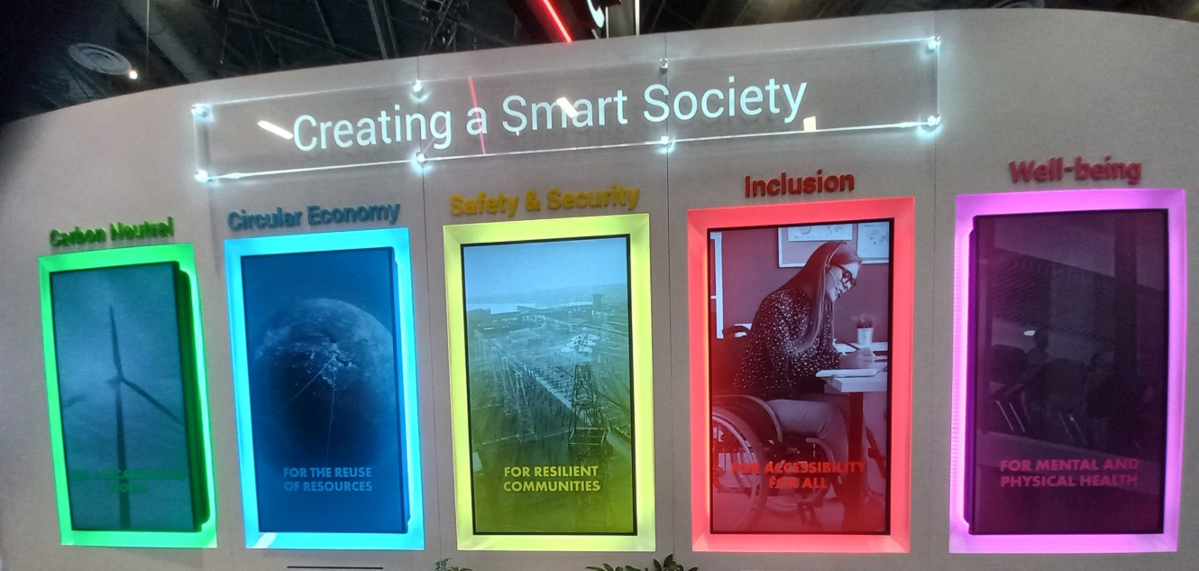 CES stand with sign Creating a Smart Society