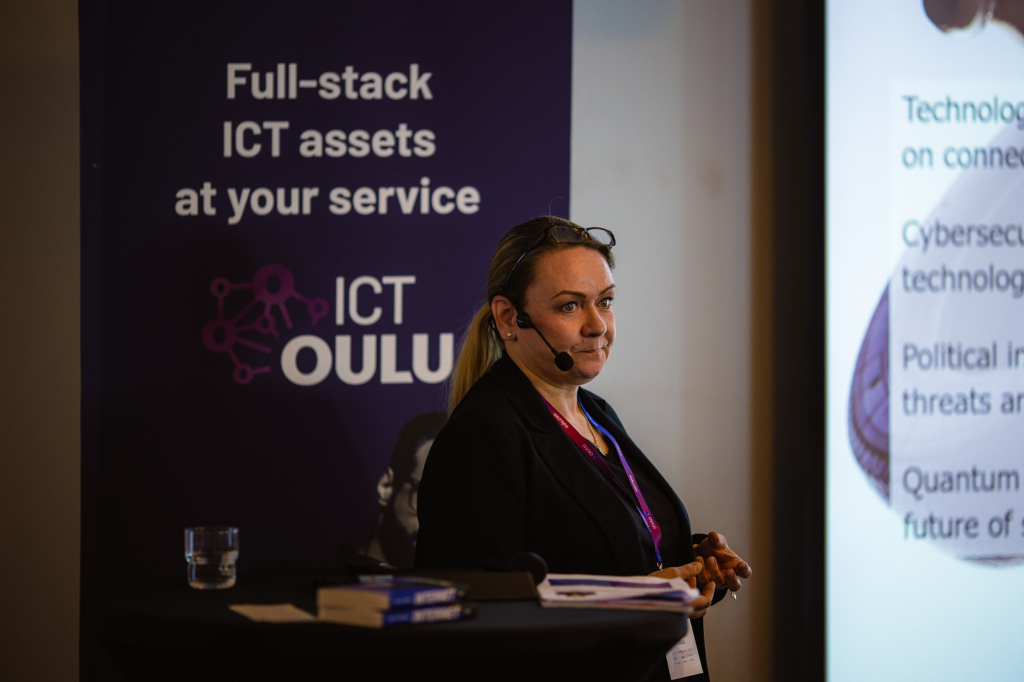 Kirsi Kokko speaking at SecureTech Oulu