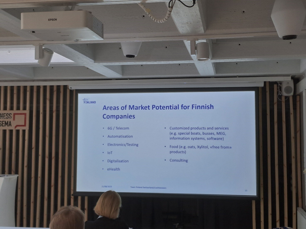Market potential slide at Team Finland event, August 2023