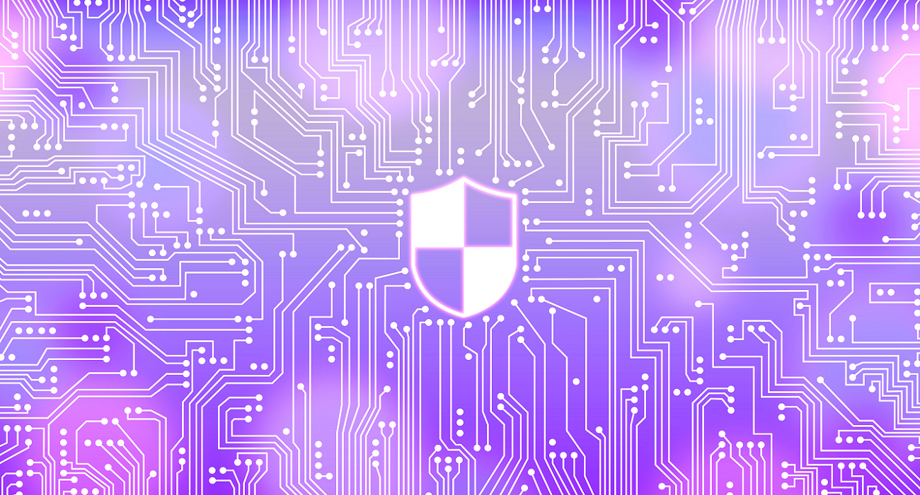 Shield on circuitboard graphic