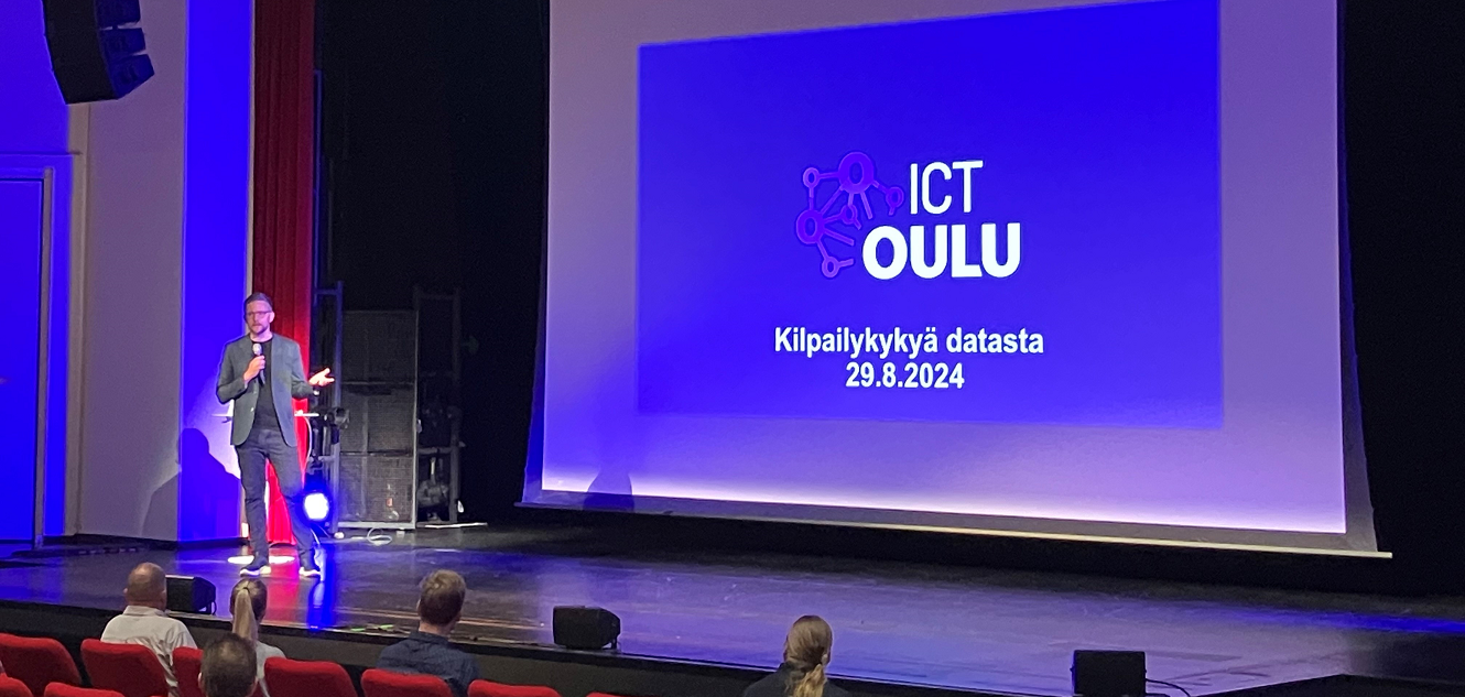 Jussi Leponiemi presents at Kilpailukykyä datasta event, August 2024