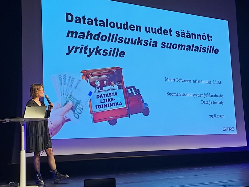 Sitra case study at Kilpailukykyä datasta event, August 2024