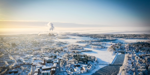 Winter in Oulu, seen from the air