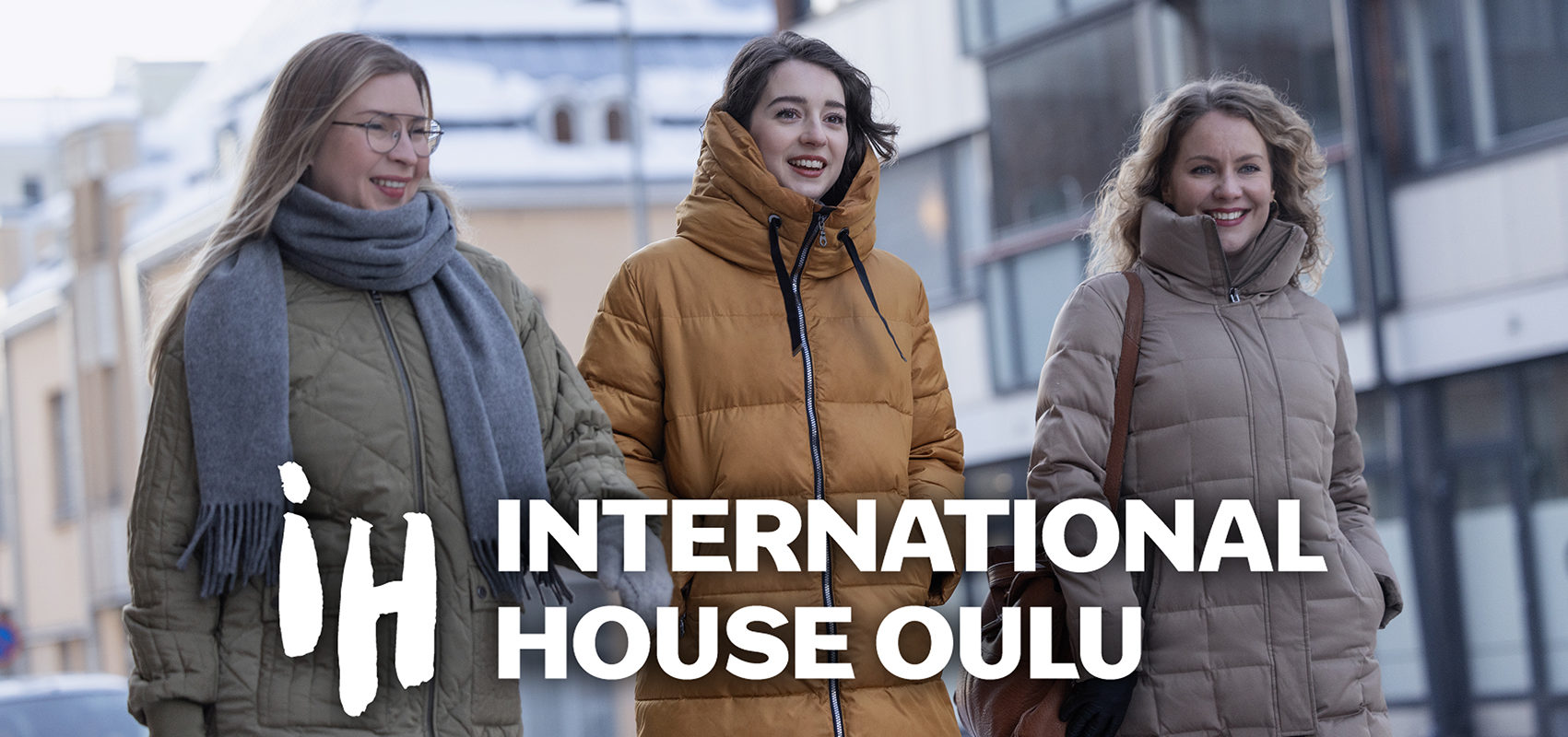 Three women walking on the street of Oulu