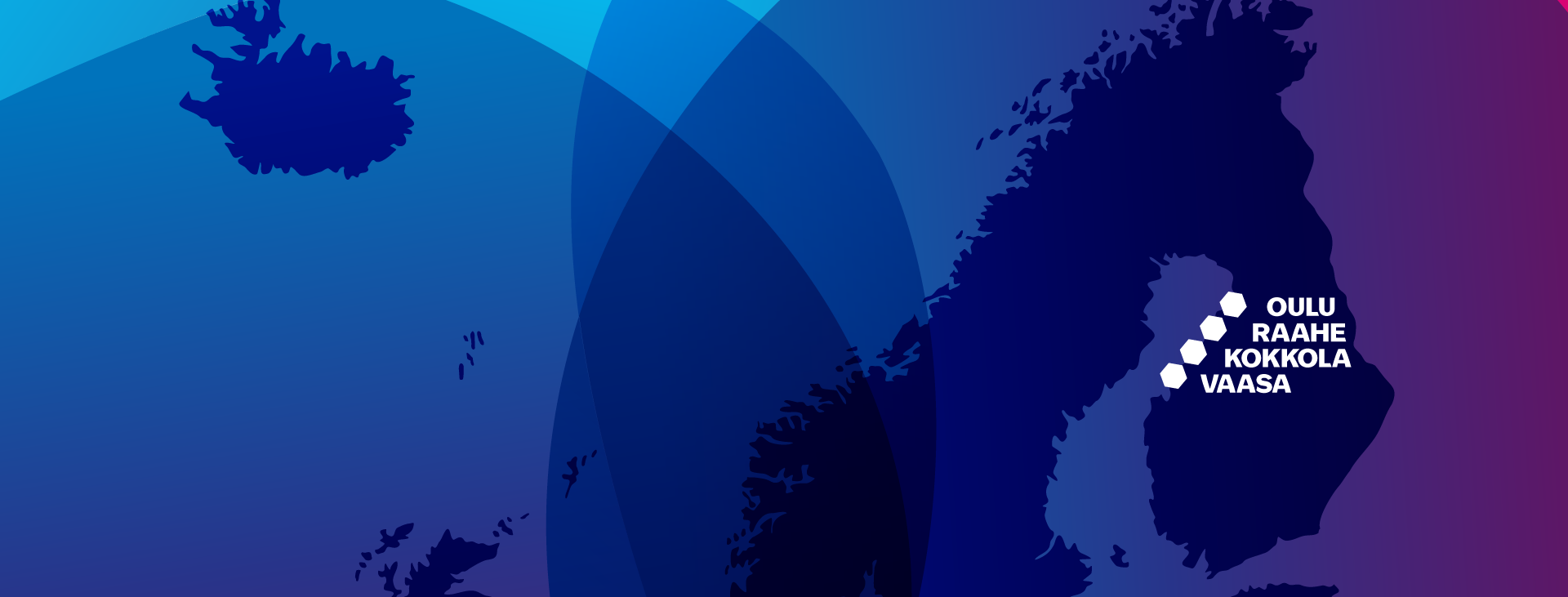 Pohjois-maiden kartta, jossa rannikkokaupungit Suomen kartalla.