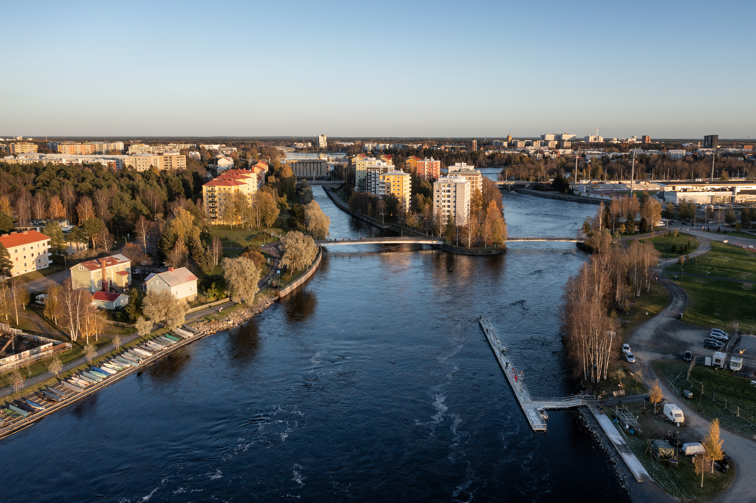 Oulujoki river in October 2023 photographed from a drone