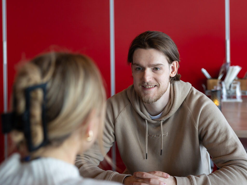 Michal Kovařčík being interviewed